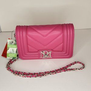 Badgley Mischka Quilted Crossbody Flap Bag/ Clutch - Hot Pink - NWT
